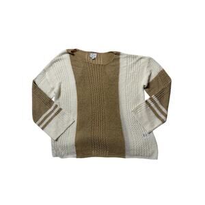 Blue Rain Cable Knit Sweater Womens M Beige Casual Preppy Academia Retro